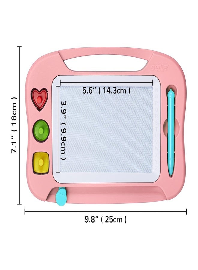 SGILE Magnetic Drawing Board for Kids, Toddlers Toys for 1 2 3 4 Year Old, Etch & Sketch Pad with 4 Stamps, Learning and Educational Toys for Boys Girls Gift, 25 x 18 CM (10 × 7 in), Pink - Image 2